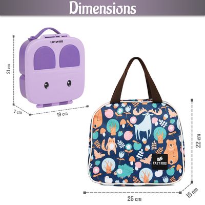 Eazy Kids Bento Box wt Insulated Lunch Bag Combo - Purple